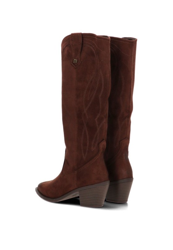 Bota alta campera de mujer MUSTANG 55349 antelina café tacón medio