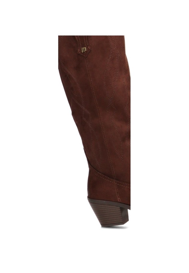 Bota alta campera de mujer MUSTANG 55349 antelina café tacón medio
