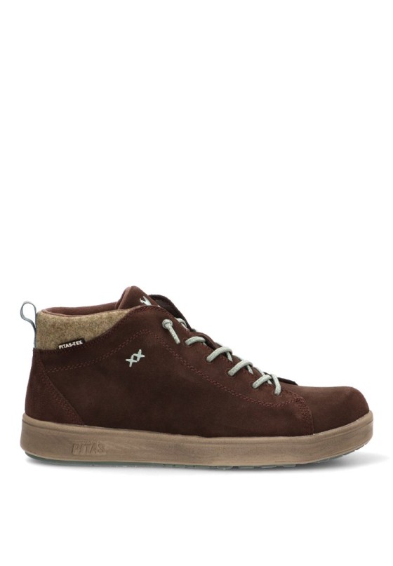 Botín AUSTIN para hombre WALK IN PITAS en piel marrón con suela plana