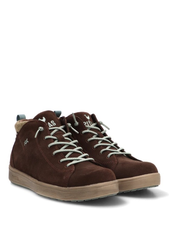 Botín AUSTIN para hombre WALK IN PITAS en piel marrón con suela plana