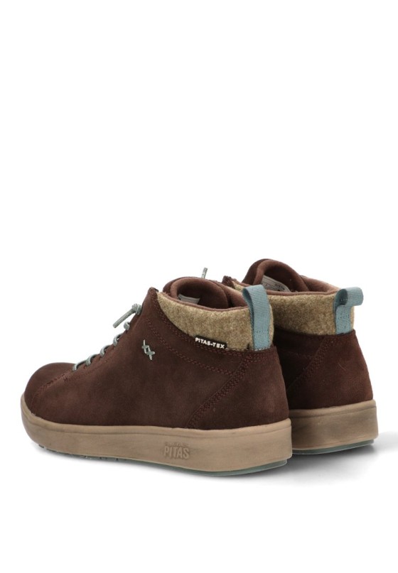 Botín AUSTIN para hombre WALK IN PITAS en piel marrón con suela plana