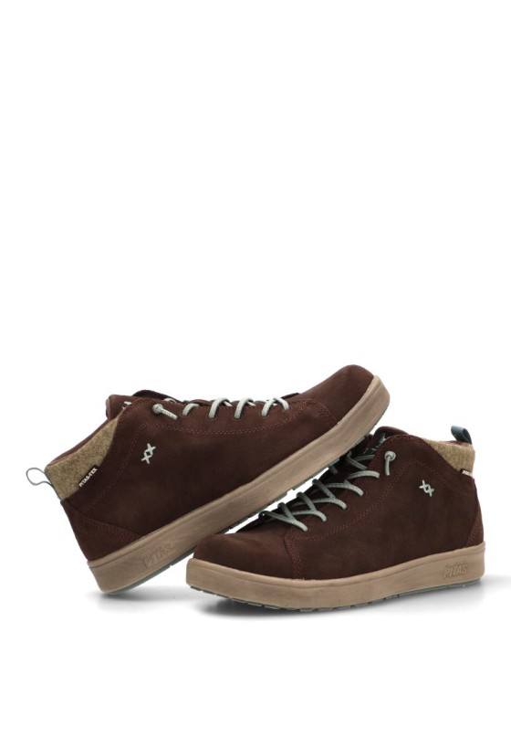 Botín AUSTIN para hombre WALK IN PITAS en piel marrón con suela plana