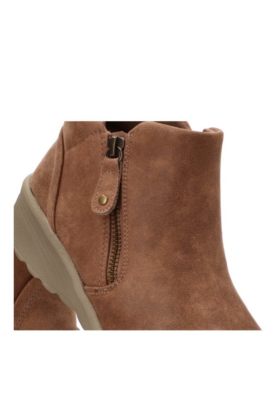 Botín sintético para mujer SKECHERS 158952 en taupe con suela plana