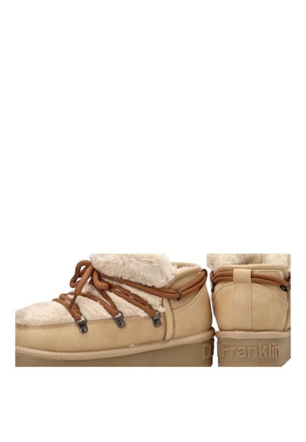 Botín beige con forro de pelo y suela plana para mujer DR FRANKLIN DFSH370011