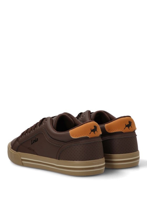 Deportivo marrón sintético con suela plana de hombre LOIS 61415