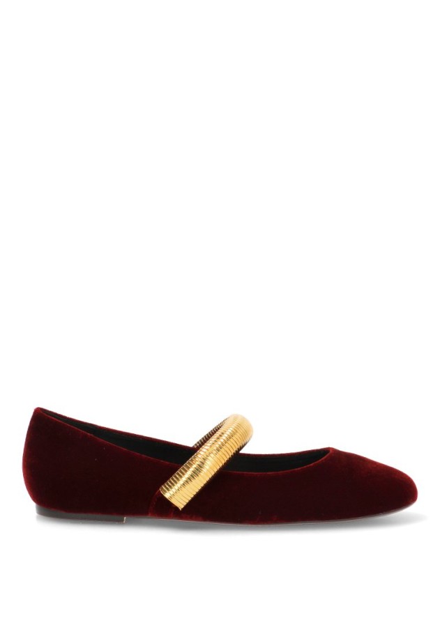Bailarina burdeos M6576 de mujer LUNA TREND con aplique dorado