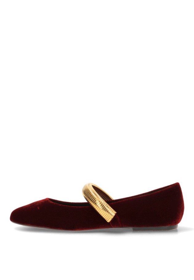 Bailarina burdeos M6576 de mujer LUNA TREND con aplique dorado