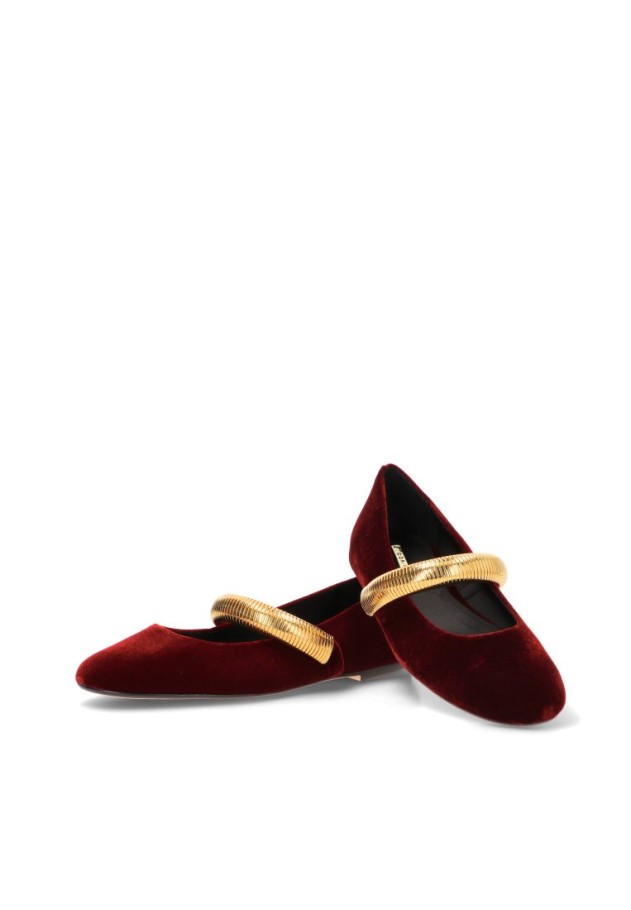 Bailarina burdeos M6576 de mujer LUNA TREND con aplique dorado