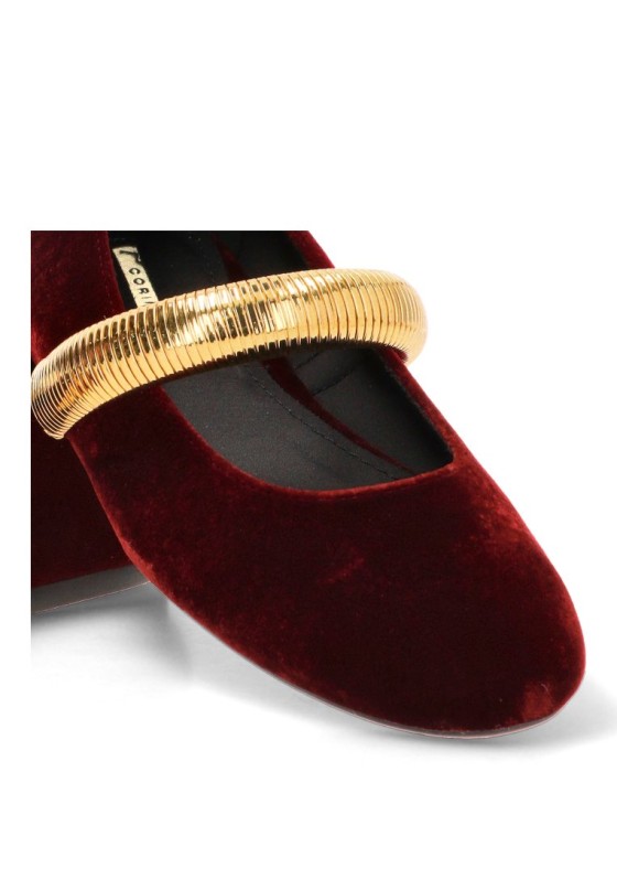 Bailarina burdeos M6576 de mujer LUNA TREND con aplique dorado