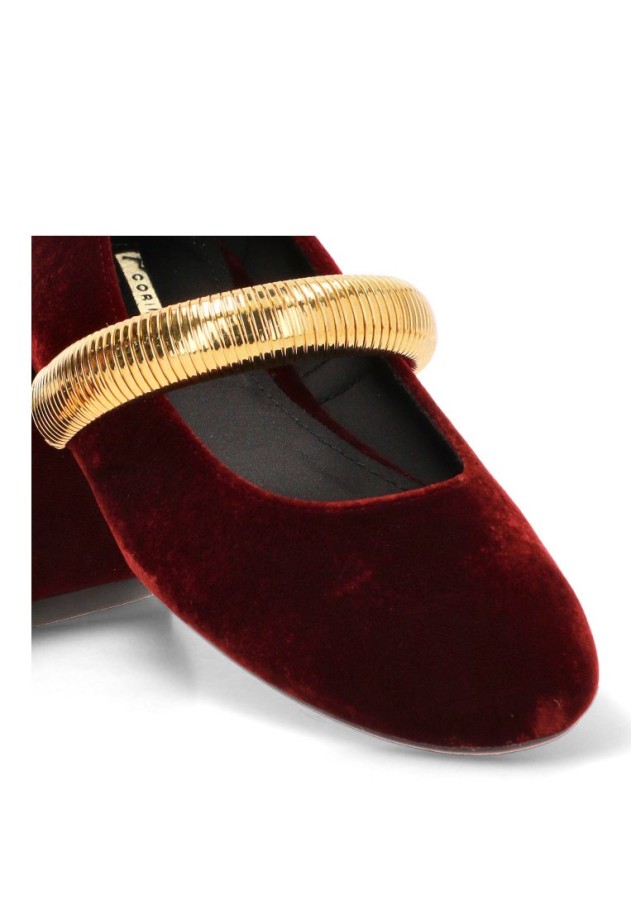 Bailarina burdeos M6576 de mujer LUNA TREND con aplique dorado