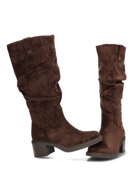 Bota campera con antelina y tacón medio de mujer 55971