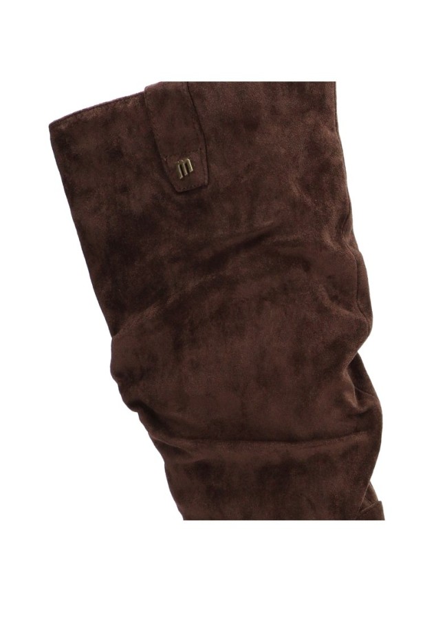 Bota campera con antelina y tacón medio de mujer 55971