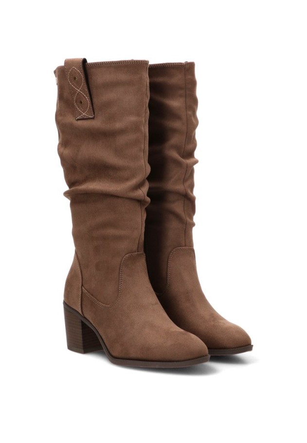 Bota alta slouchy taupe con tacón medio de mujer MUSTANG 56250