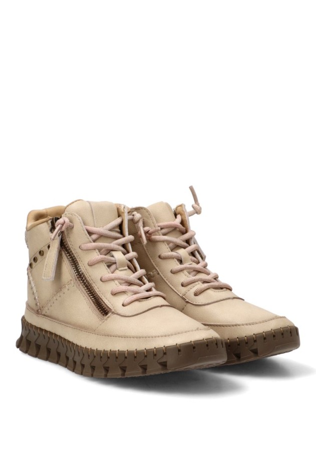 Botín abotinado de piel color hielo para mujer FLEX PIES 4731