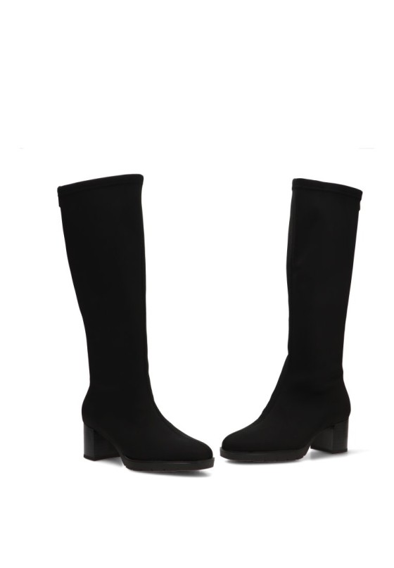 Bota alta stretch para mujer DANGELA DZS31998 en negro con tacón medio
