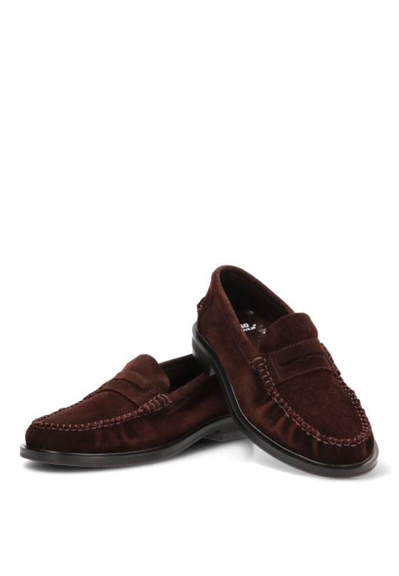 Mocasín antifaz DJ. SANTA 20058 de mujer en serraje chocolate con suela plana