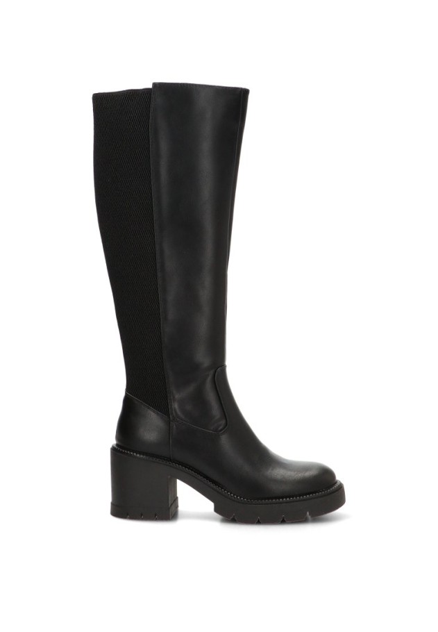 Bota negra con tacón alto y elásticos de mujer MUSTANG 56290