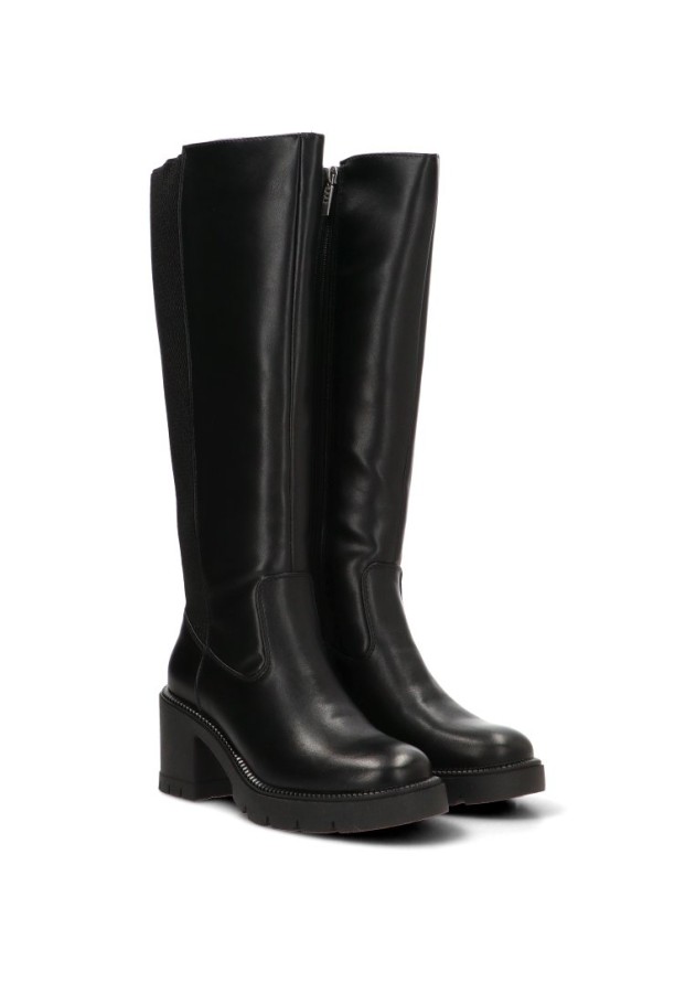 Bota negra con tacón alto y elásticos de mujer MUSTANG 56290