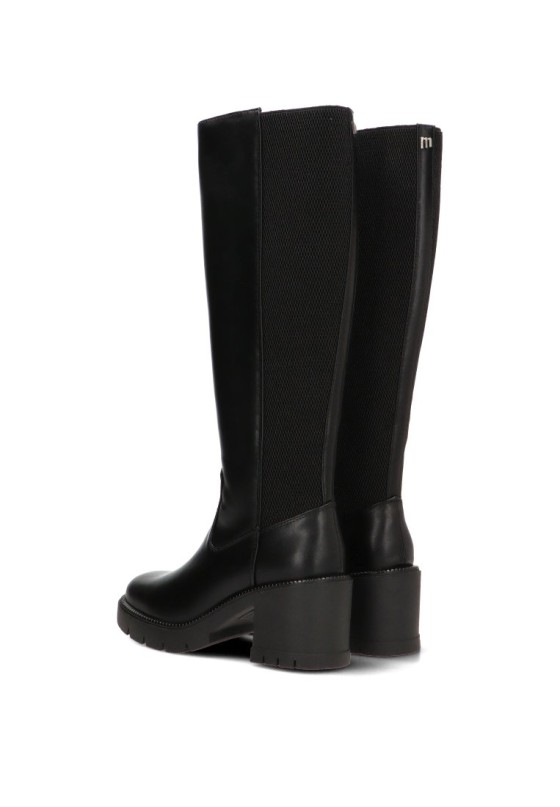 Bota negra con tacón alto y elásticos de mujer MUSTANG 56290