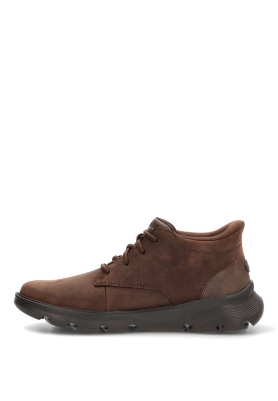 Botín de hombre SKECHERS 205514 en piel marrón con suela plana