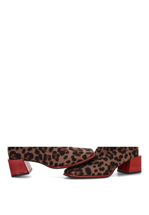 Botín textil leopardo con tacón medio de mujer GIOSEPPO 80683