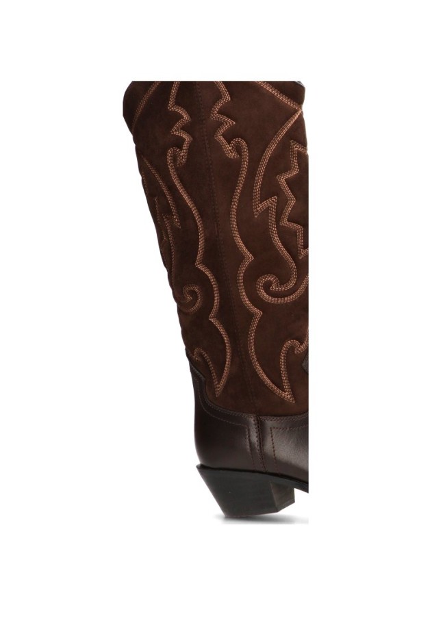 Bota campera de mujer YULIA M6751 en antelina café con tacón medio