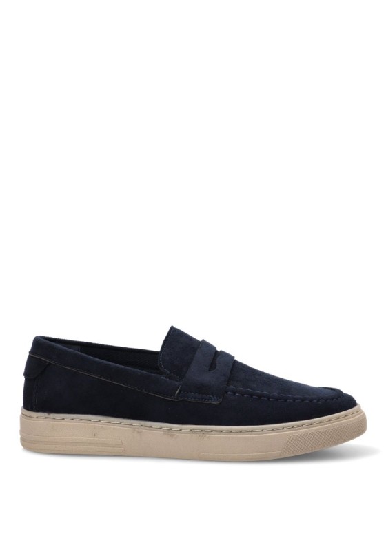 Mocasín en antelina azul con suela plana para hombre CINK-ME J93