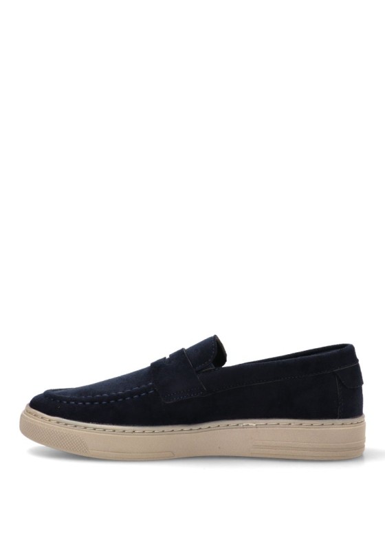 Mocasín en antelina azul con suela plana para hombre CINK-ME J93