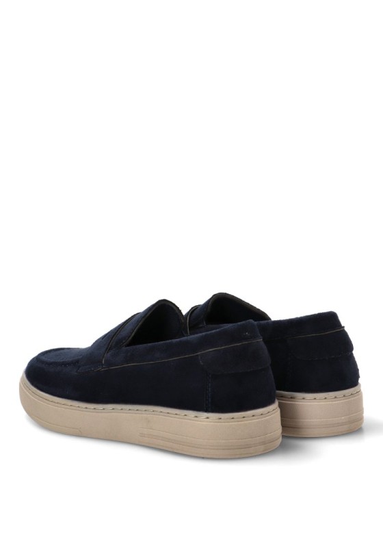 Mocasín en antelina azul con suela plana para hombre CINK-ME J93