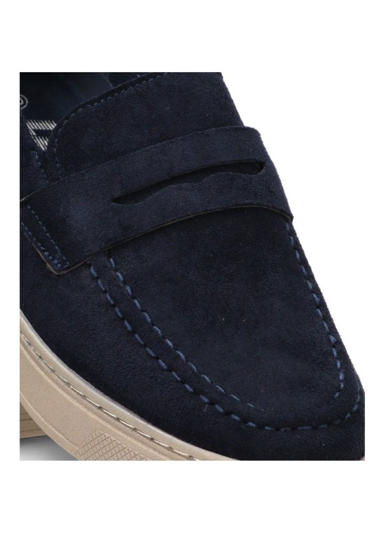 Mocasín en antelina azul con suela plana para hombre CINK-ME J93