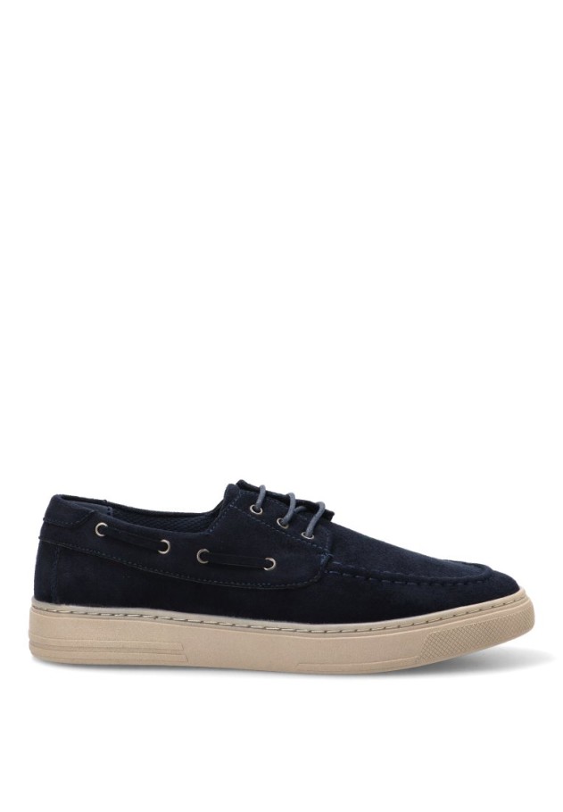 Mocasín náutico J92 azul en antelina para hombre CINK-ME
