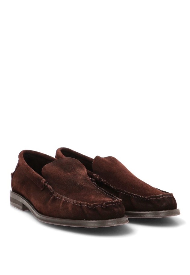 Mocasín serraje chocolate para hombre DJ. SANTA 21044 con suela plana