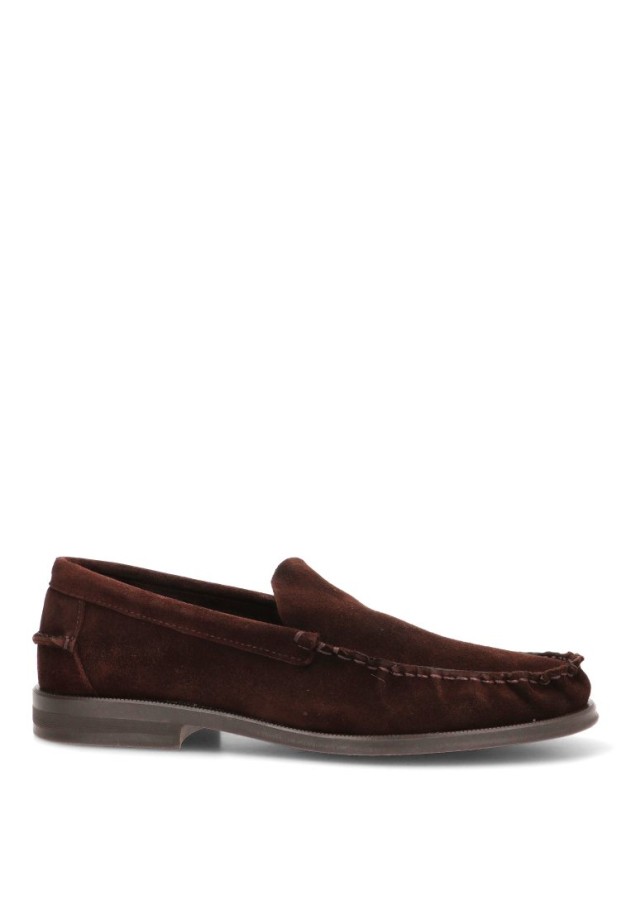 Mocasín serraje chocolate para hombre DJ. SANTA 21044 con suela plana