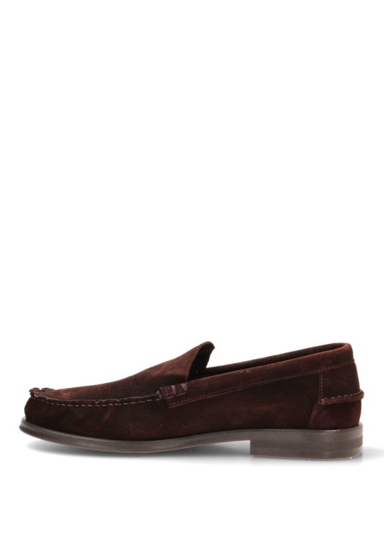 Mocasín serraje chocolate para hombre DJ. SANTA 21044 con suela plana