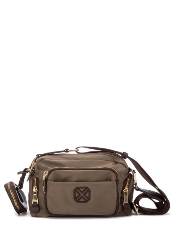 Bolso bandolera pequeño textil taupe para mujer XTI 184651