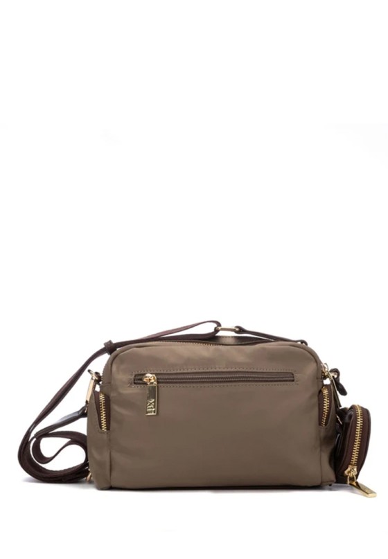 Bolso bandolera pequeño textil taupe para mujer XTI 184651