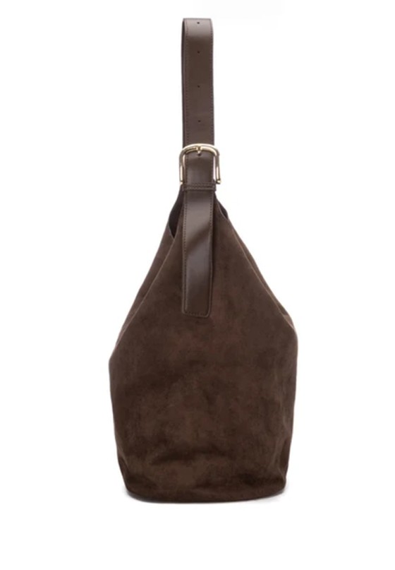 Bolso casual grande en antelina marrón para mujer XTI 184693