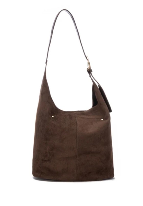 Bolso casual grande en antelina marrón para mujer XTI 184693