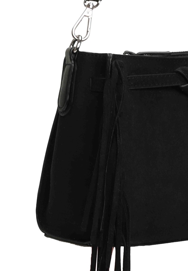 Bolso bandolera negro antelina de mujer BINNARI 21201