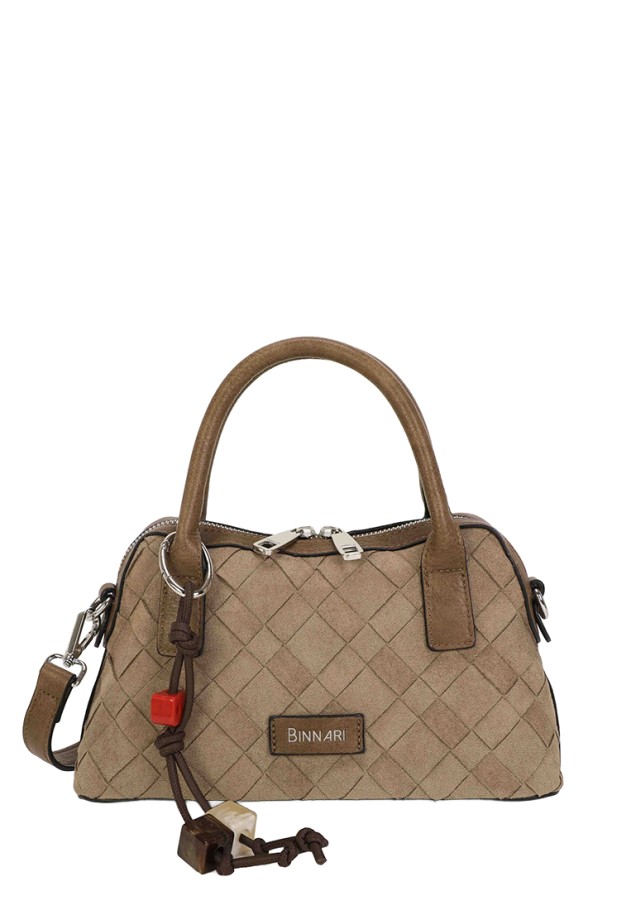 Bolso de mano antelina taupe BINNARI 21211 para mujer