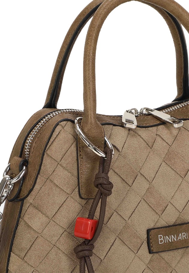 Bolso de mano antelina taupe BINNARI 21211 para mujer