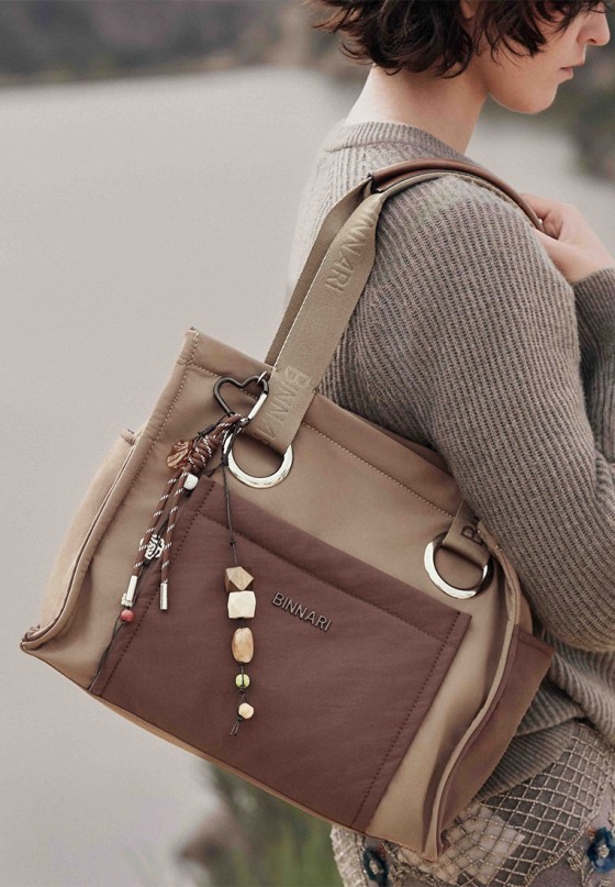 Bolso shopper taupe de mujer BINNARI 21300