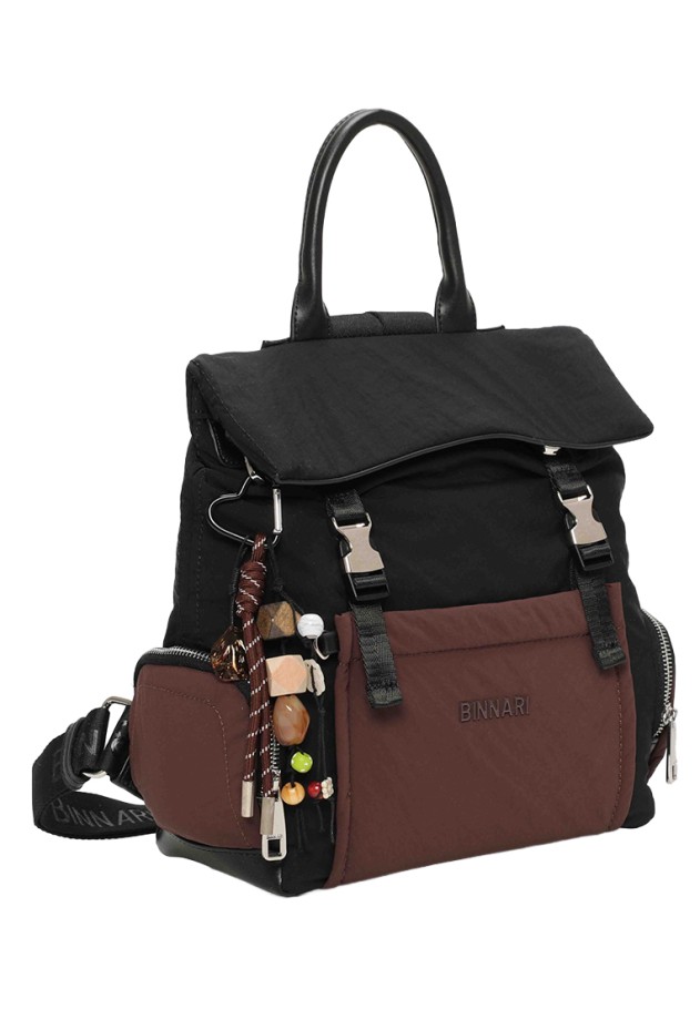 Mochila bolso negra sintética para mujer BINNARI 21301