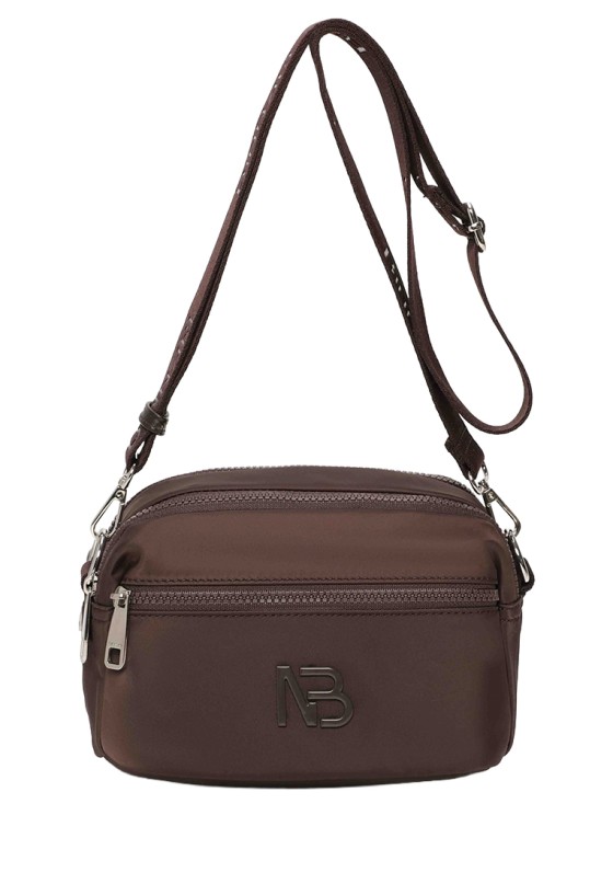 Bolso bandolera pequeña marrón sintético BINNARI 21343 para mujer