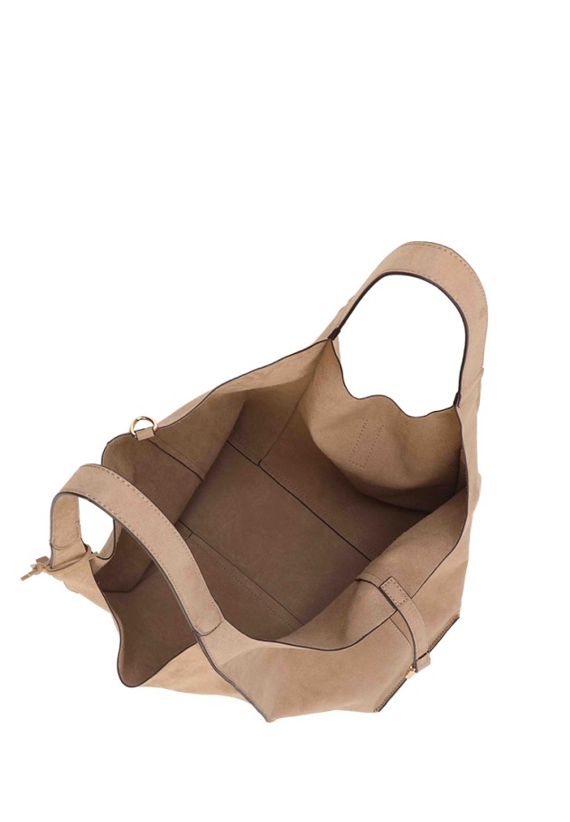 Bolso de hombro en antelina taupe para mujer BINNARI 21391
