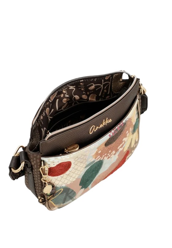 Bolso bandolera pequeño marrón de material sintético para mujer ANEKKE 43713-062