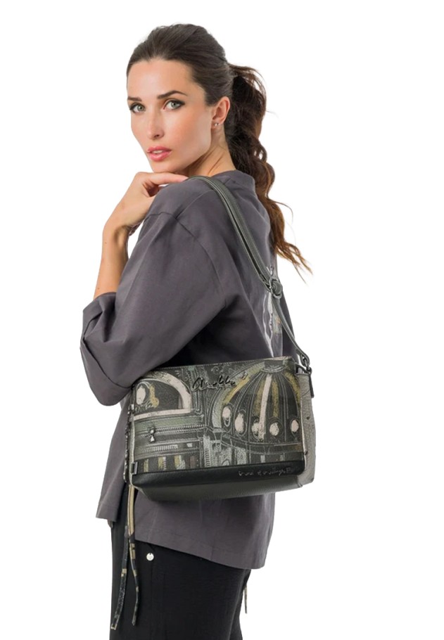 Bolso bandolera pequeño gris sintético de mujer ANEKKE 43813-184