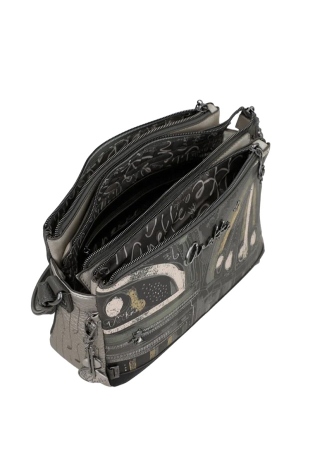 Bolso bandolera pequeño gris sintético de mujer ANEKKE 43813-184