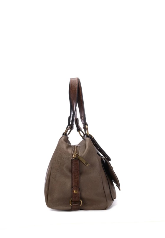 Bolso taupe sintético con cremallera para mujer REFRESH 183423