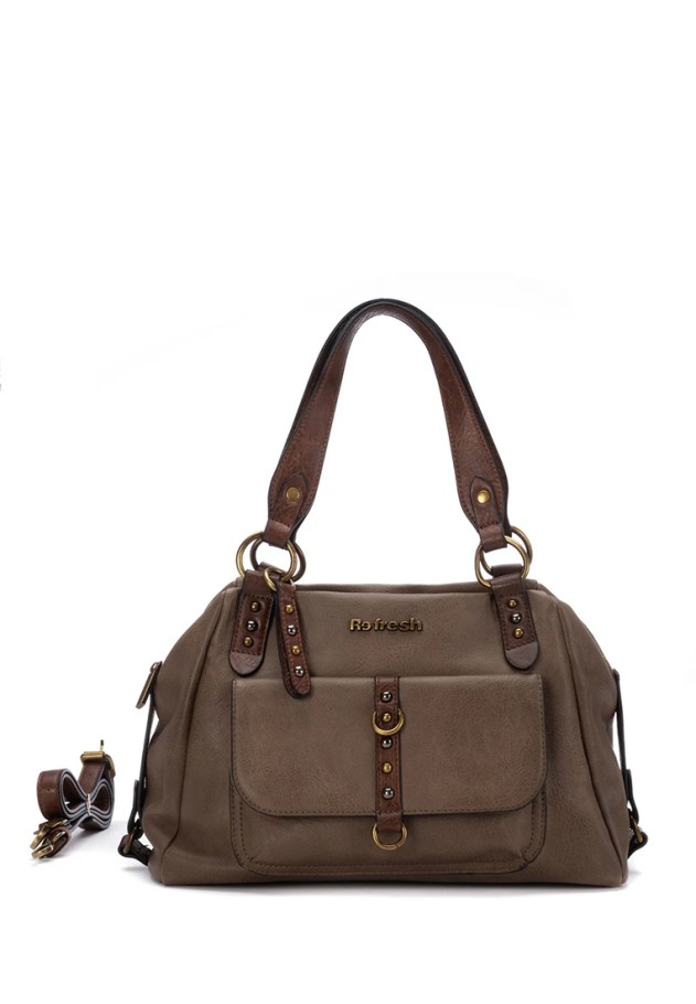 Bolso taupe sintético con cremallera para mujer REFRESH 183423